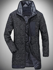 Men's Thickened Trench Coat Zip Up Overcoat for Fall Winter