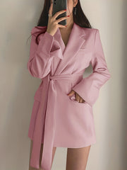 Solid Lapel Blazer Long Sleeve Work Office Outerwear Women's Clothing