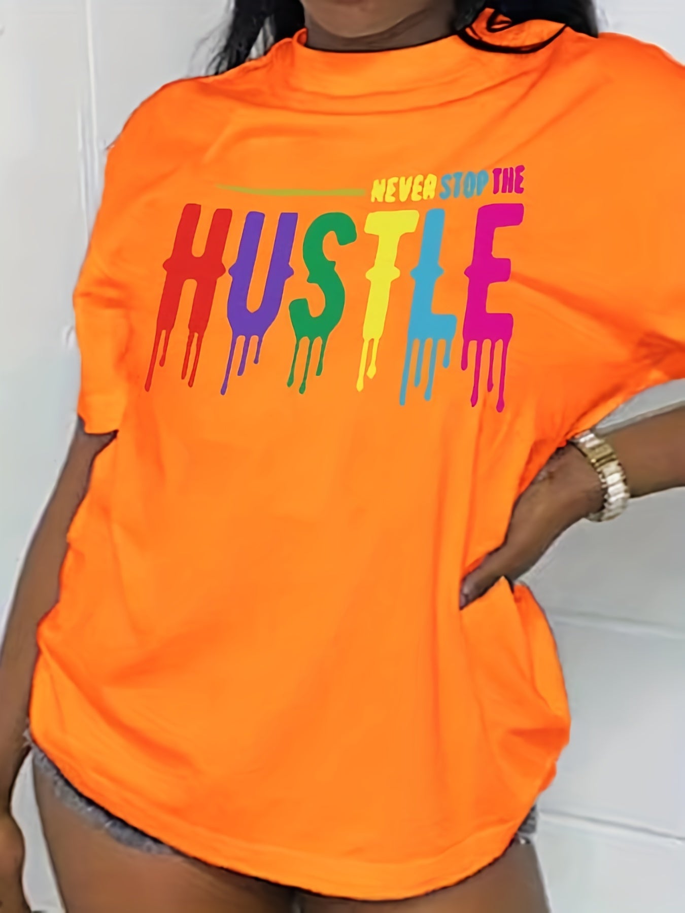 Graffiti Letter Graphic Sports T-Shirt Crew Neck Short Sleeves Women's Tops