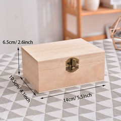 Unfinished Wooden Box With Hinged Lid, Rectangle Keepsake Box