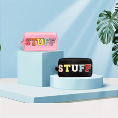 2 Pcs Nylon Cosmetic Bag Waterproof Makeup Pouch Zipper Travel Toiletries Pouch