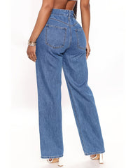 High Waist Wide Leg Denim Pants Women's Jeans