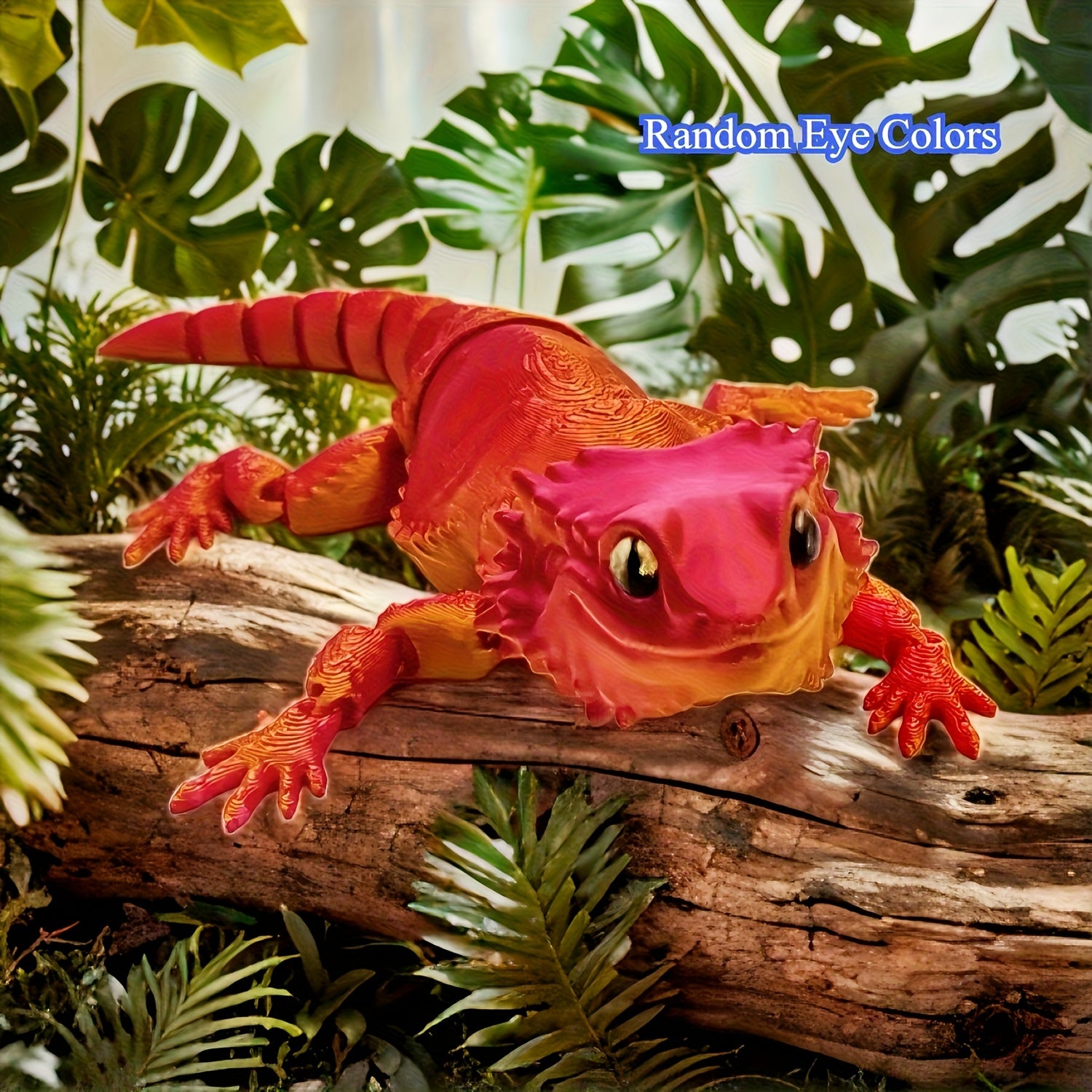 Flexible Bearded Lizard Decor, Expressive Eyes, Orange/Red/Green