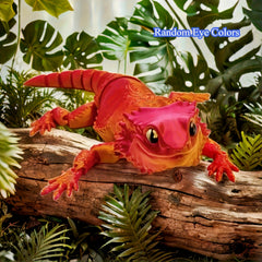 Flexible Bearded Lizard Decor, Expressive Eyes, Orange/Red/Green