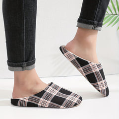 Plaid Memory Foam Home Slippers Couple Style Men's House Casual Shoes