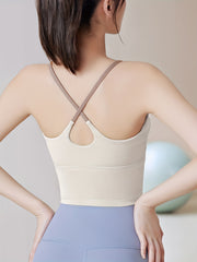 Spaghetti Strap Sports Tank Top with Chest Pad