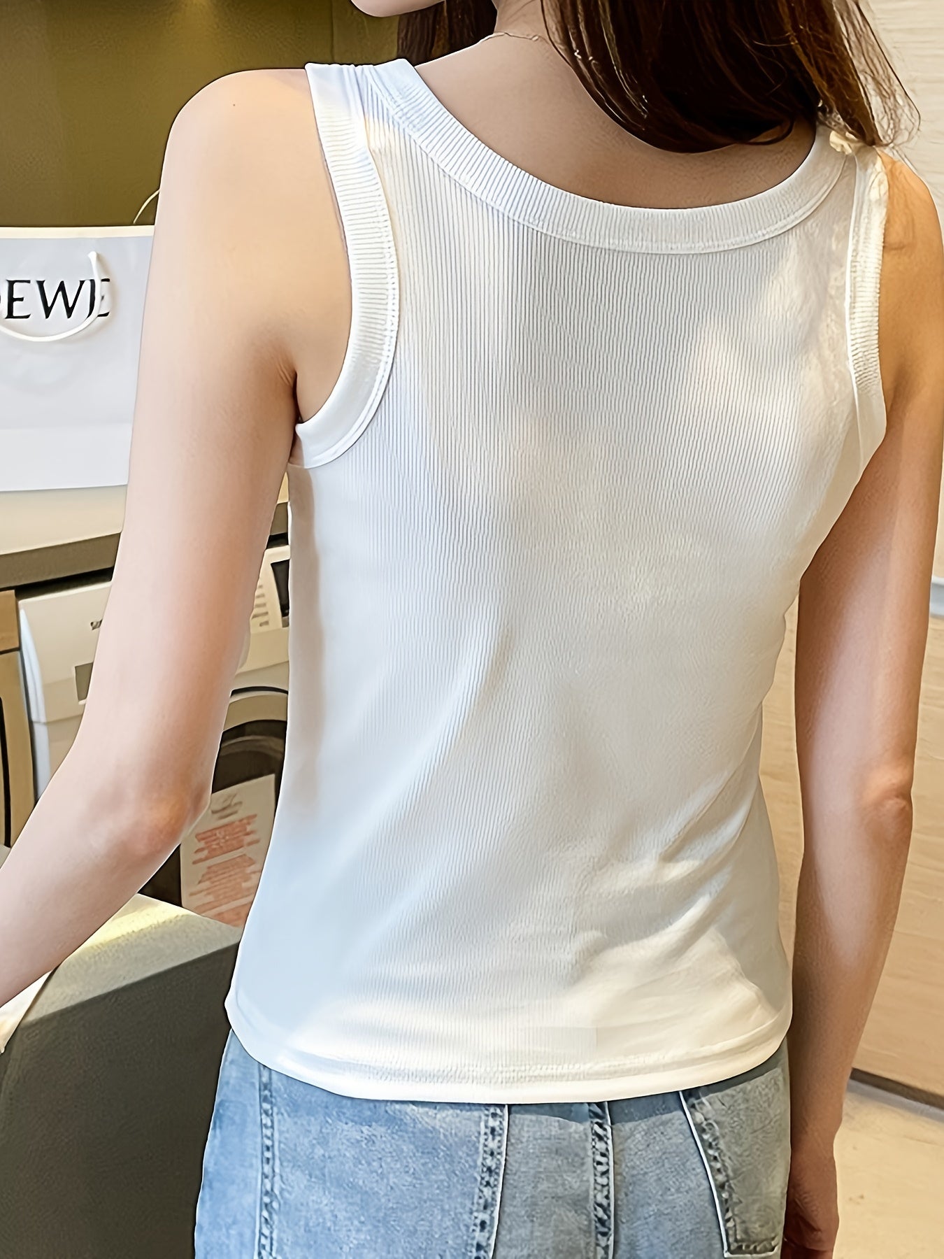 3pcs Ribbed Tank Tops Sleeveless Crew Neck Women's Lingerie