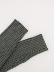Solid Ribbed Long Sleeve Hooded Knit Top