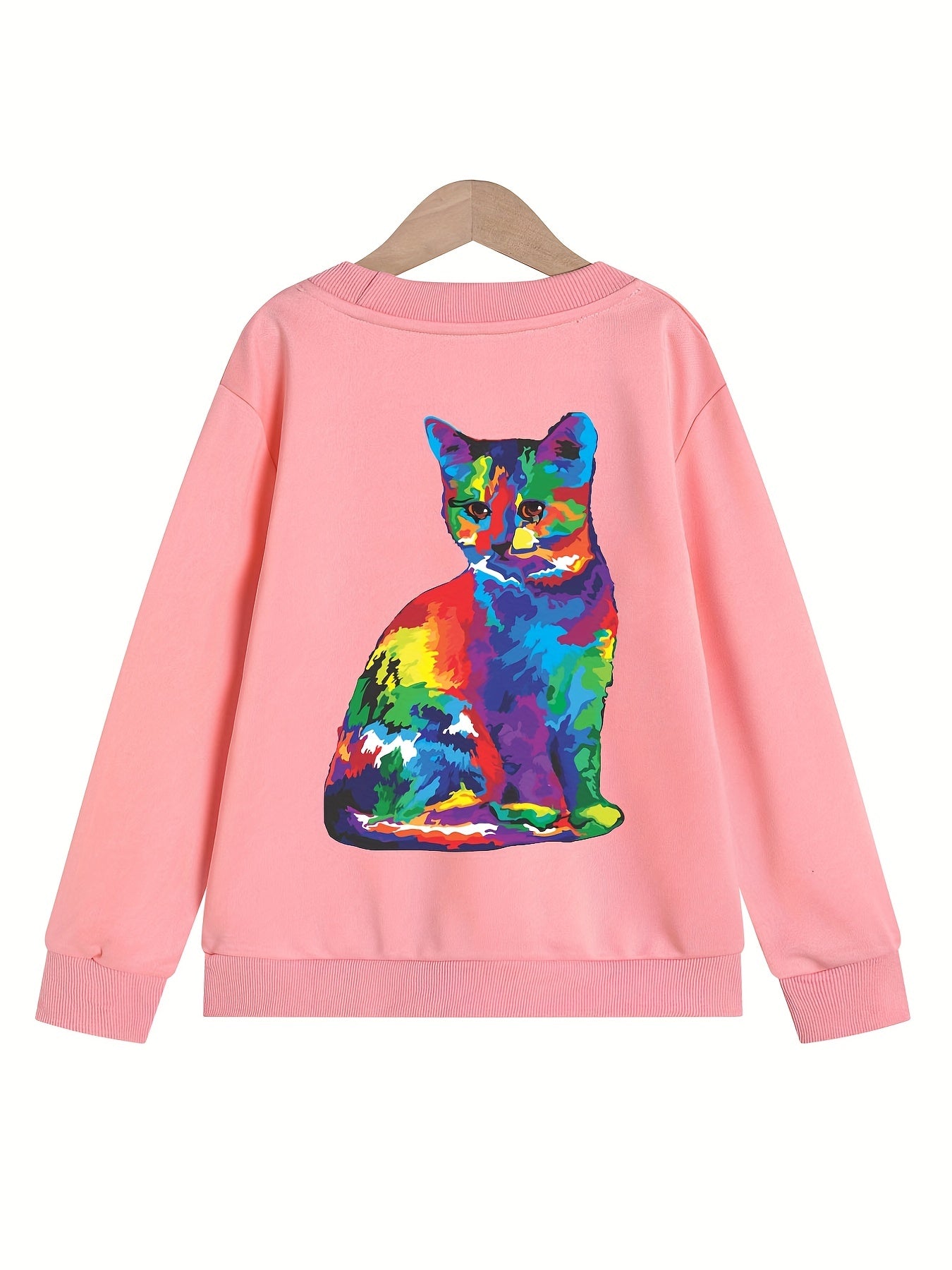 Art Tie Dye Cat Graphics Girls' Sweatshirt Pullover