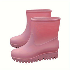 Women's Thick Soled Rain Boots Anti Slip Mid Tube Waterproof in Multiple Colors