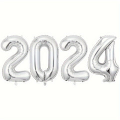 4pcs Year Digital Decorative Balloons Set with Inflator, Christmas Party Decorat