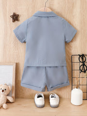 Baby Boy's Shorts Set Single Breasted Shirt & Shorts Outfit