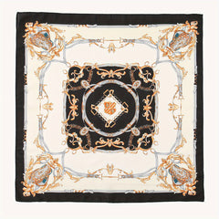 Classic Chain Print Bandana Boho Square Scarf Satin Neckerchief Women Head Wrap