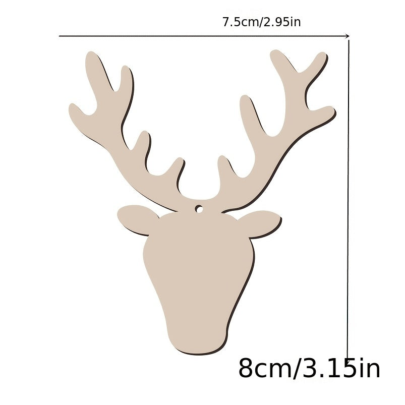 10pcs Natural Christmas Tree Pendant Hand-painted Decoration DIY Wood Chips