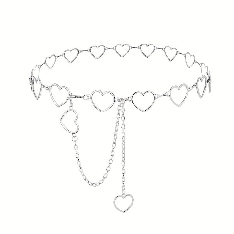 Boho Heart Hollow Waist Chain Tassel Dress Chain Women Adjustable Body Belts