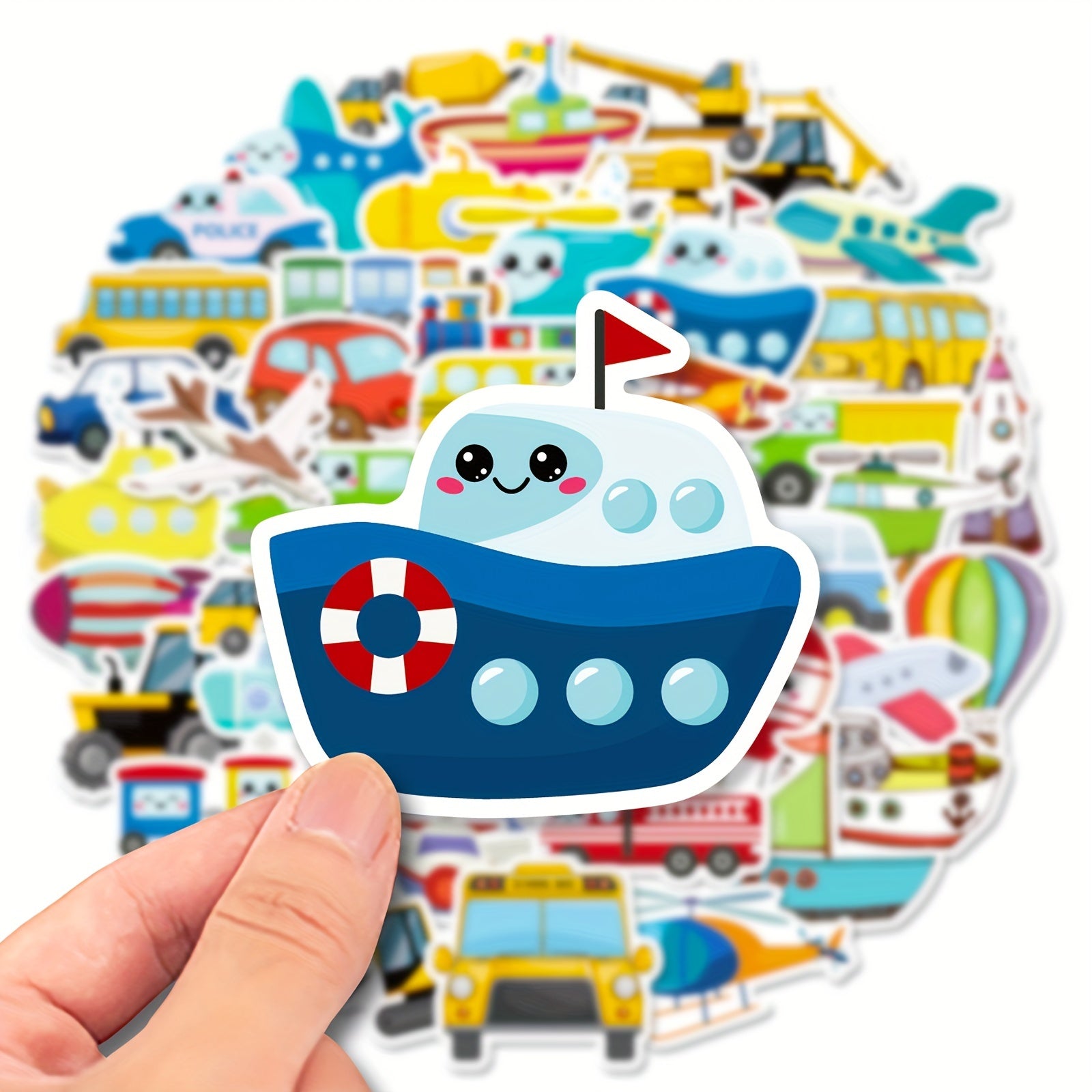 50pcs Cars Trucks Transportation Stickers for Boys & Girls