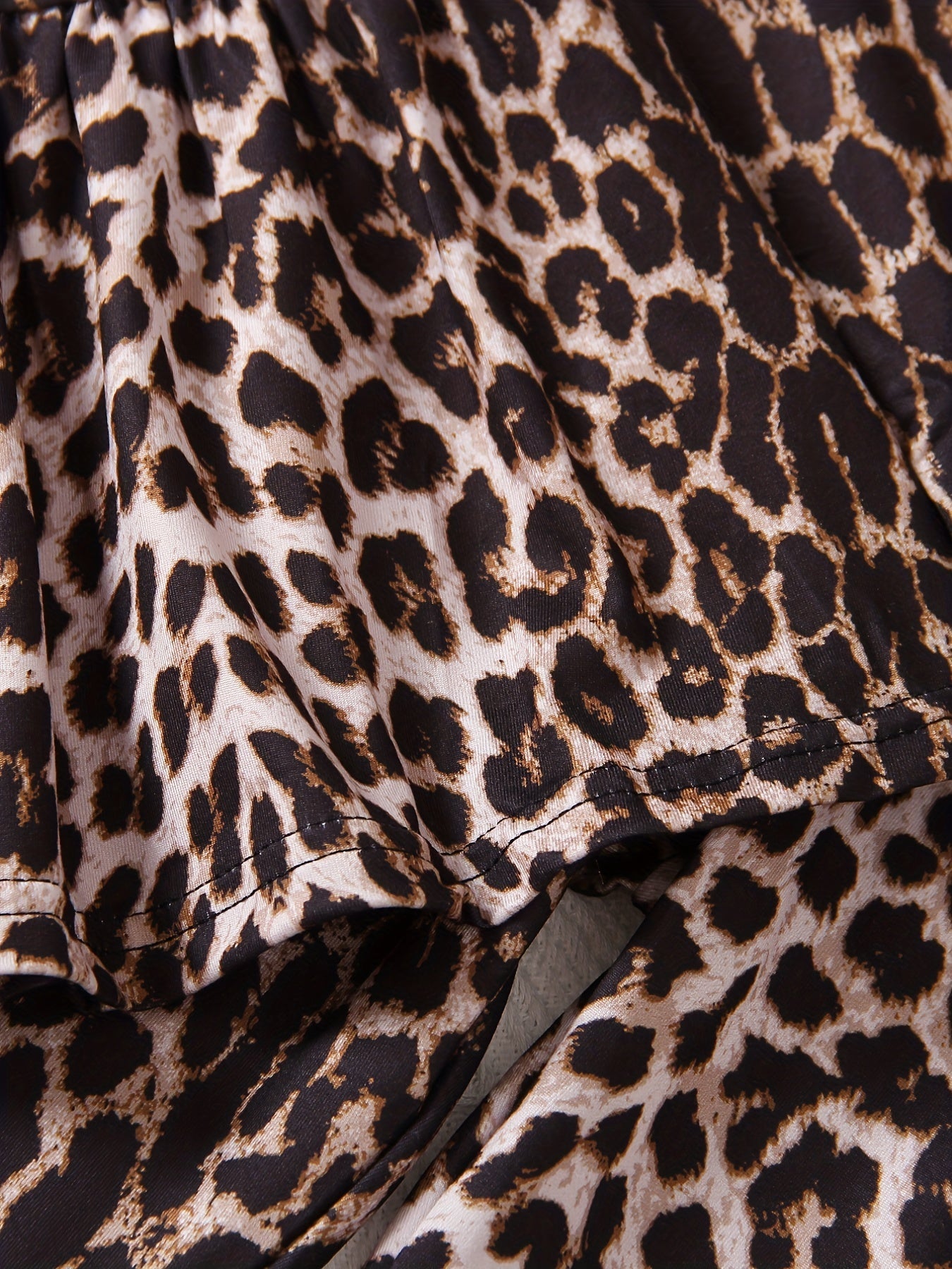 Girls 2pcs Leopard Print Long Sleeve Top & Pants Set Ruffle Casual Kids Clothes