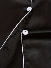 Satin Pajama Set Short Sleeve Shirt & Pants