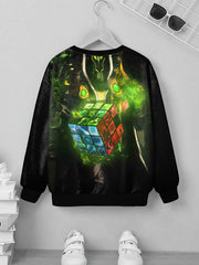 Jigsaw Cube Print Kid's Sweatshirt Unisex Pullover