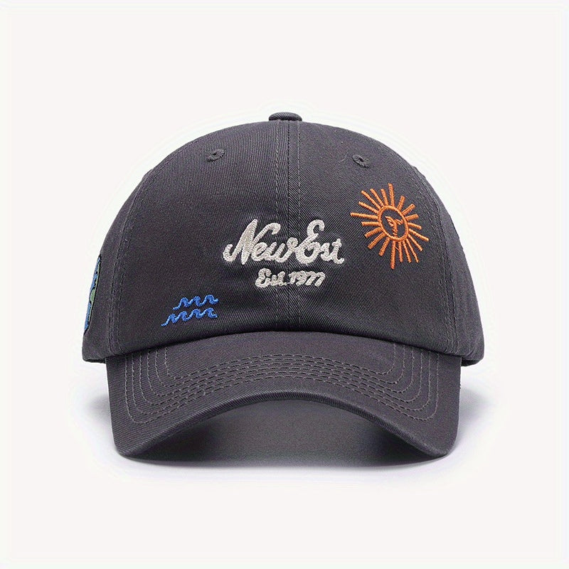 Sun Earth Embroidery Baseball Cap Curved Brim Dad Hats Lightweight Sports