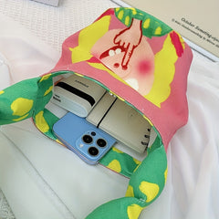 Girls Canvas Shoulder Bag Magnetic Button Handbag