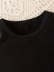 3pcs Baby Girls Cold Shoulder Tank Top & Shorts Set