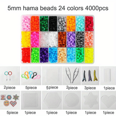 1000pcs 5mm Fuse Beads Kit 24 Colors Ironing Paper Pegboard Tweezers Art & Craft