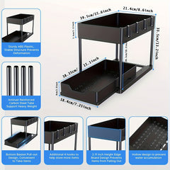 2 Tier Sliding Cabinet Basket Organizer Drawer for Bathroom Organization