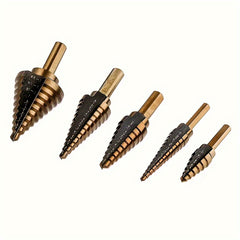 5pcs Titanium Step Drill Bit Set for Woodworking Metal