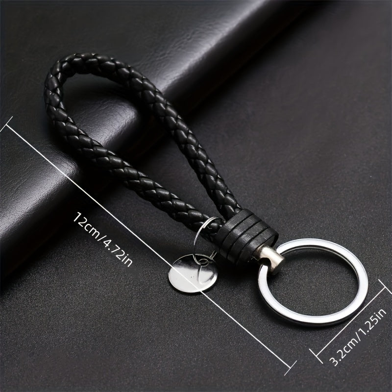 PU Leather Braided Rope Keychain Bag Pendant Key Chain Holder Trinket Keyring