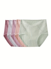 5 Pack Plus Size Lace Ribbed Underwear Set for Women