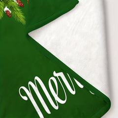 Green Santa Claus Print Bed Blanket Soft Sofa Blanket