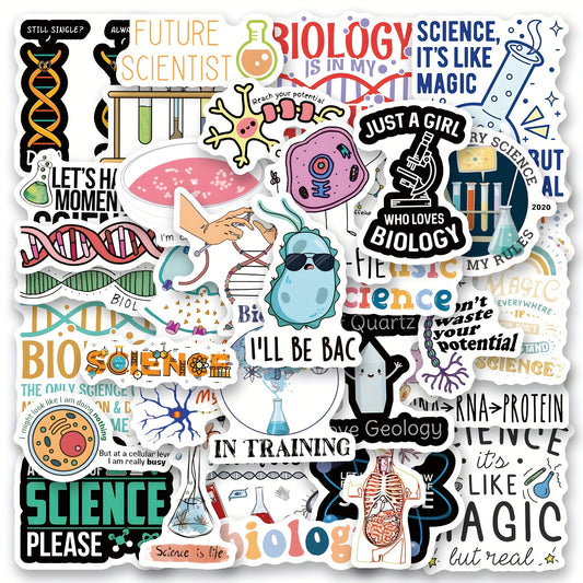60pcs Biology Vinyl Waterproof Stickers Scrapbook Journal Laptop Bumper