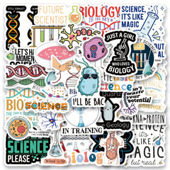 60pcs Biology Vinyl Waterproof Stickers Scrapbook Journal Laptop Bumper