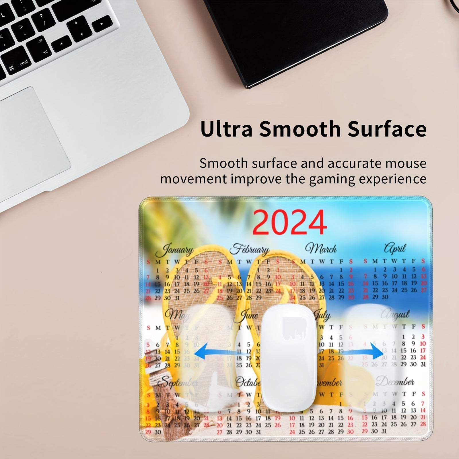 Calendar Mouse Pad with Stitched Edge Non Slip Base
