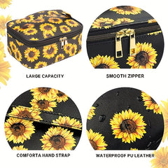 3pcs Sunflower Makeup Bag Travel Toiletry Organizer Waterproof Storage Case