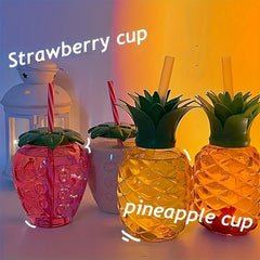 Fruit Shaped Cups with Lids and Straws for Summer Drinks