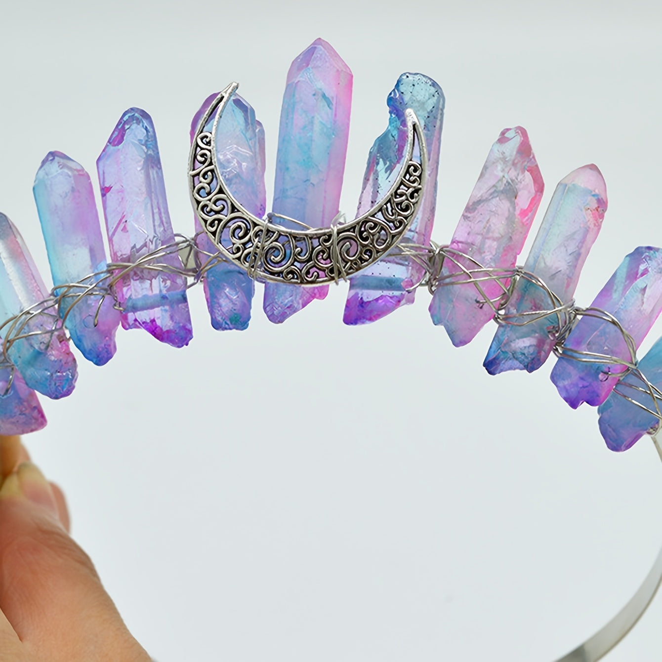 Crystal Quartz Rhinestone Tiara Headband for Weeding Parties
