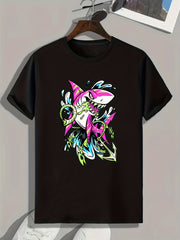 Shark Print Men's Graphic T-Shirt for Summer
