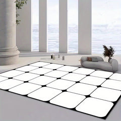 Abstract Area Rug for Living Room Modern TPR Base Soft Polyester Fiber Carpet