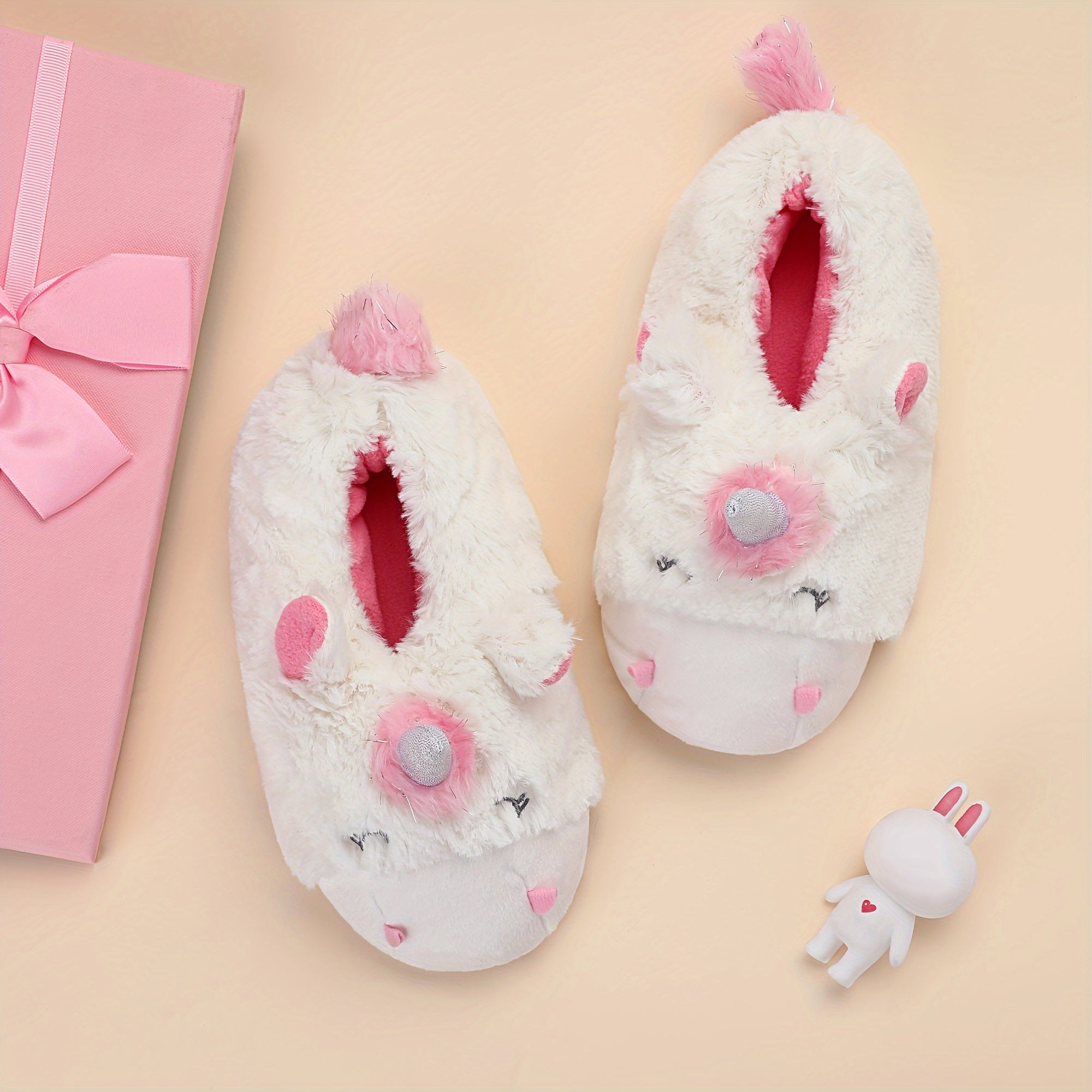 Unicorn Furry House Shoes Girls Non Slip Warm Soft Bottom Walking Shoes