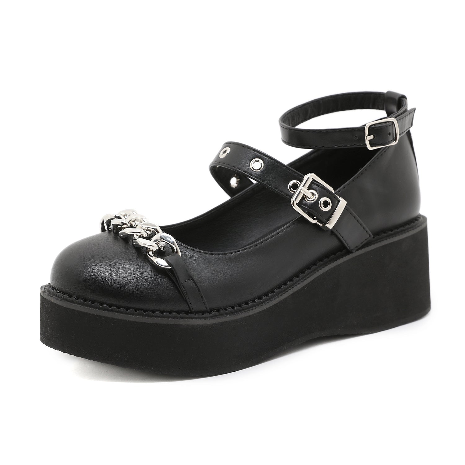 Y2K Chain Decor Mary Janes Buckle Strap Non Slip Shoes