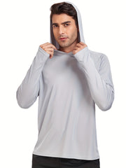 Men's Long Sleeve Hooded T Shirt Lightweight for Running Fishing Hiking