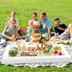 Inflatable Ice Buffet Salad Serving Tray Cooler with Drain Plug