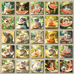 48pcs Watermelon and Cat Dog Stickers Pack for Kids, Laptop, Luggage, Notebook