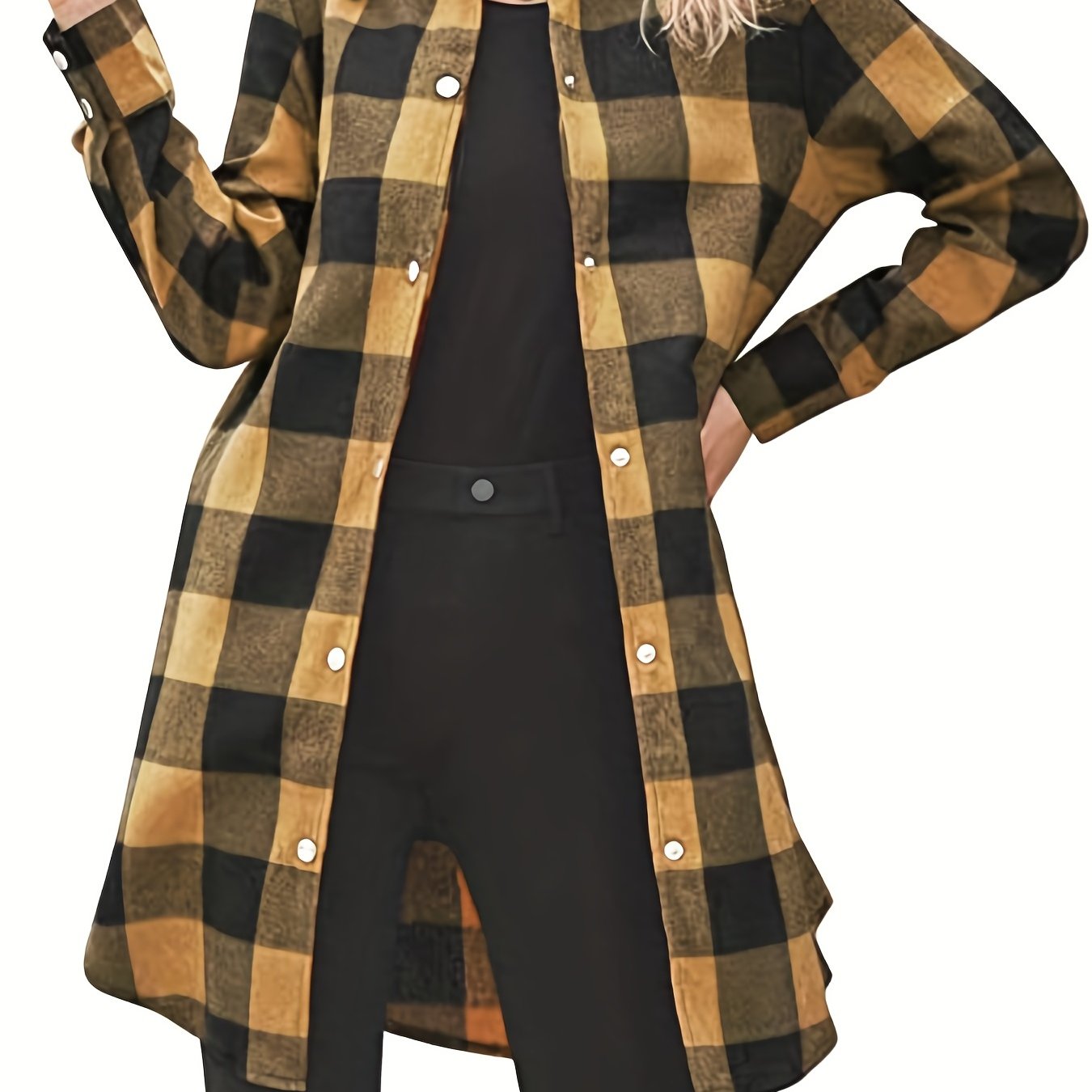 Plaid Jacket Casual Long Sleeve Jacket for Women
