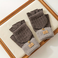 Meromibe Winter Warm Knitted Half Finger Gloves For Women