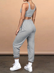 Casual Two Piece Set Tank Top & Drawstring Jogger Pants Outfit