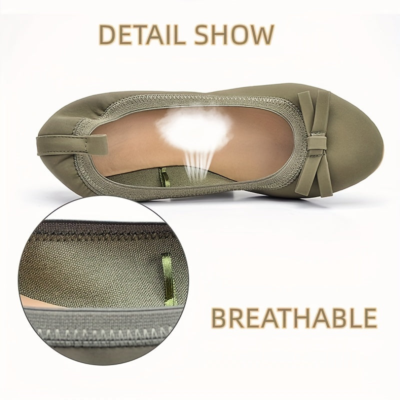 Women's Bowknot Ballet Flats Soft Sole Slip On Shoes Comfy Flat Shoes