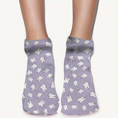 3D Teeth Print Socks Low Cut Women's Stockings